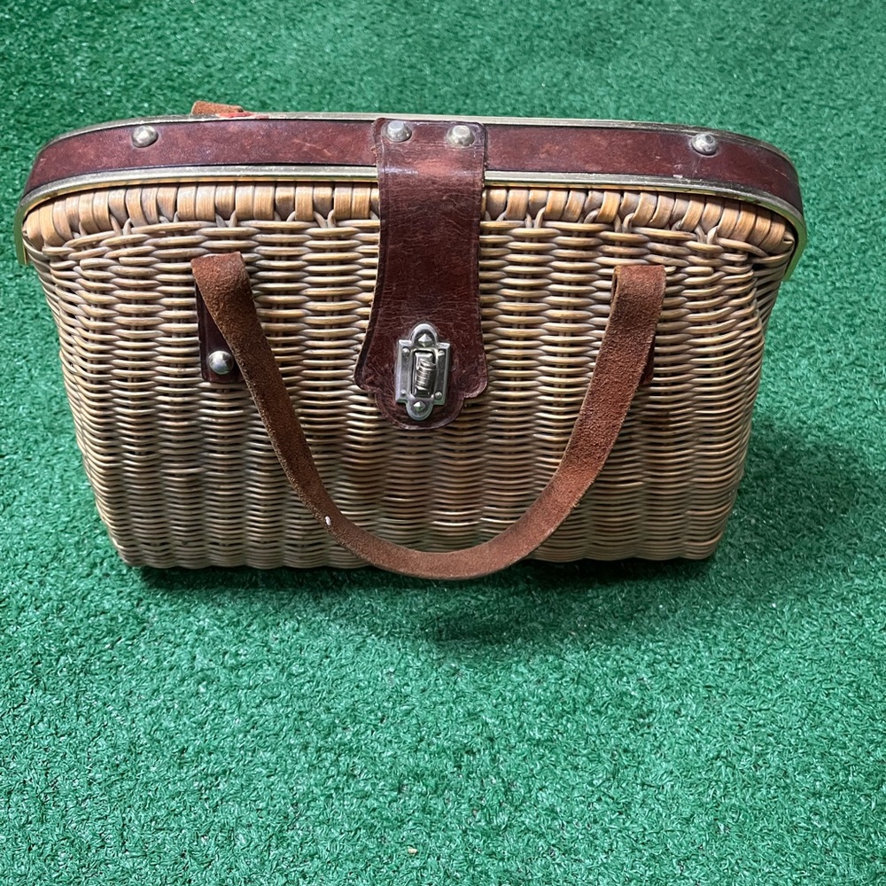 Vintage 1950/60 Wicker Handbag British Hong Kong